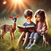 boy_girl_deer_reading