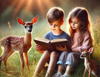 boy_girl_deer_reading